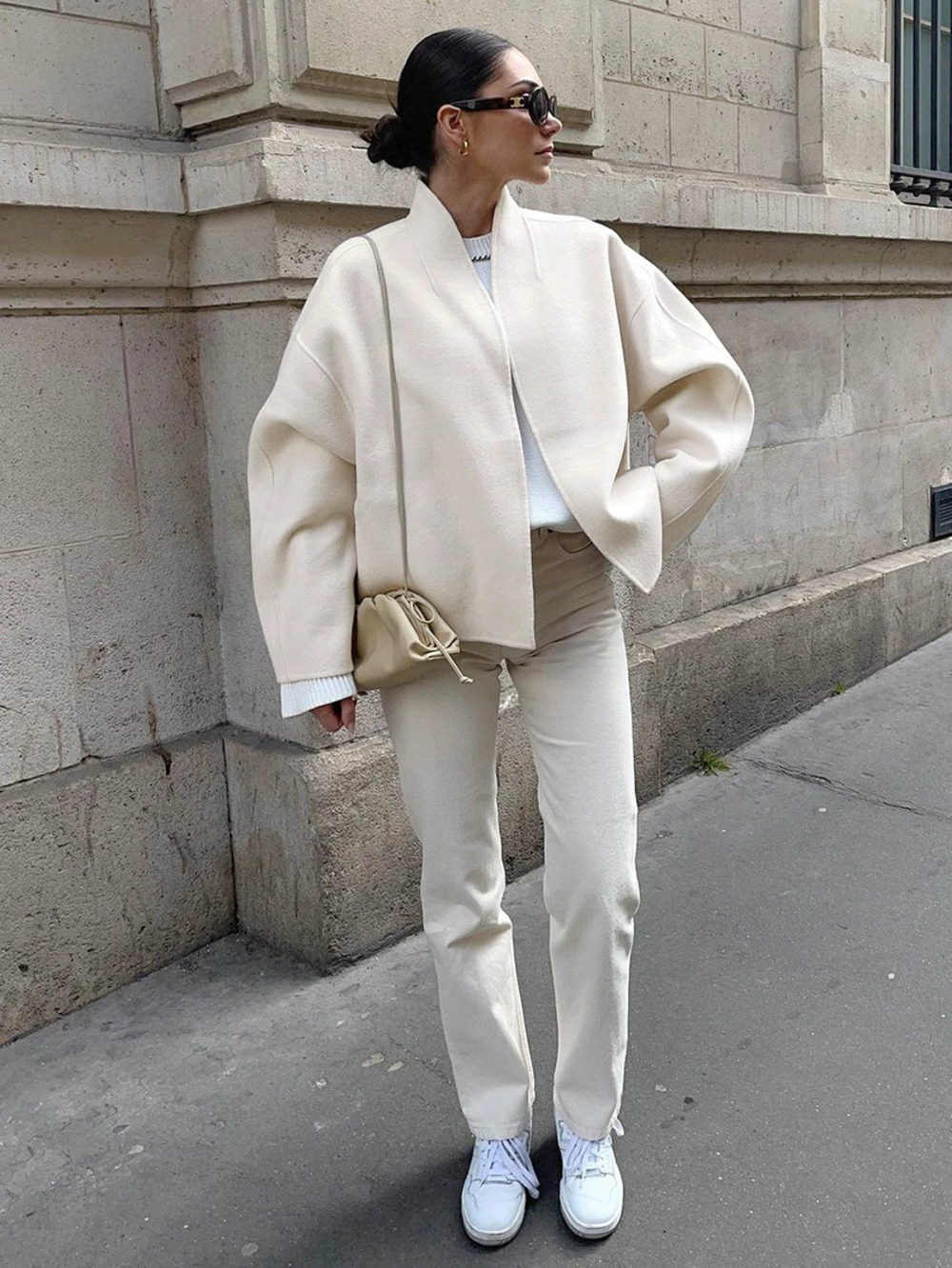 Zara Autumn Winter Short Loose Wool Coat With Collar Long Sleeve Casual Commute